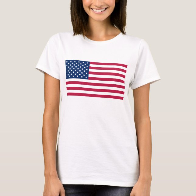 Women T Shirt with Flag of the USA (Front)