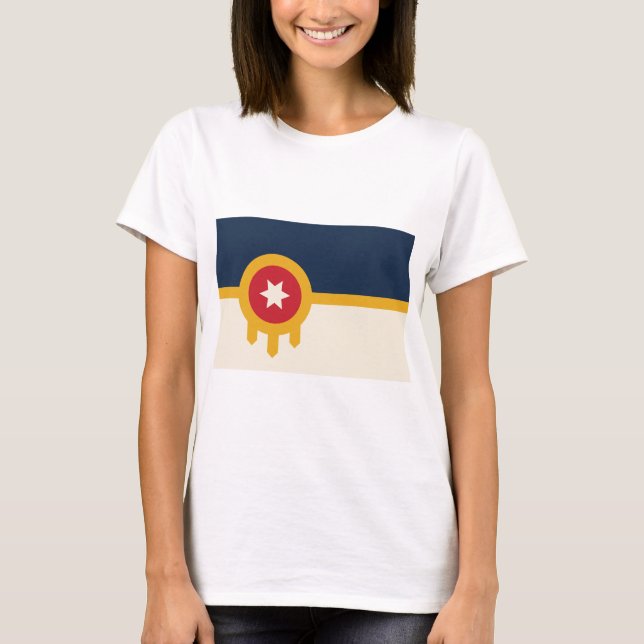 Women T Shirt with Flag of Tulsa, Oklahoma (Front)