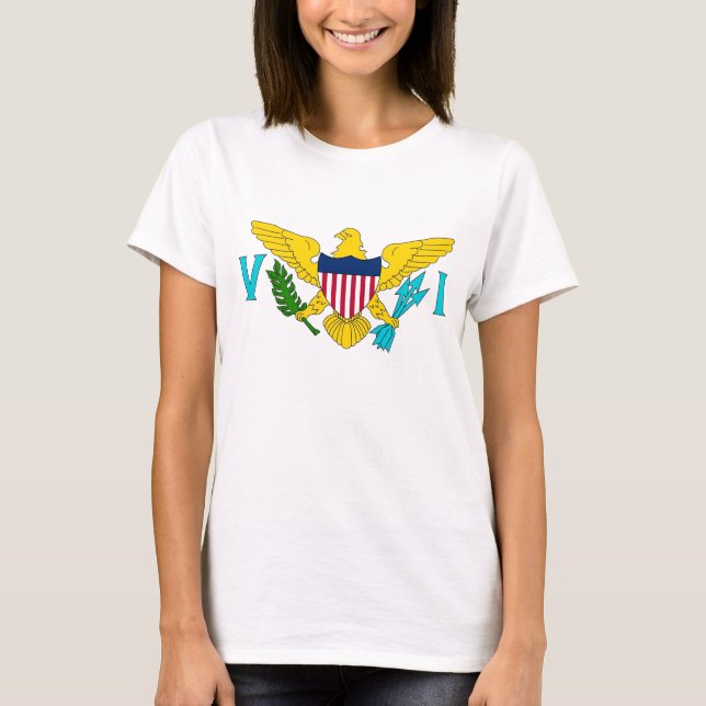 Women T Shirt with Flag of Virgin Islands (Front)