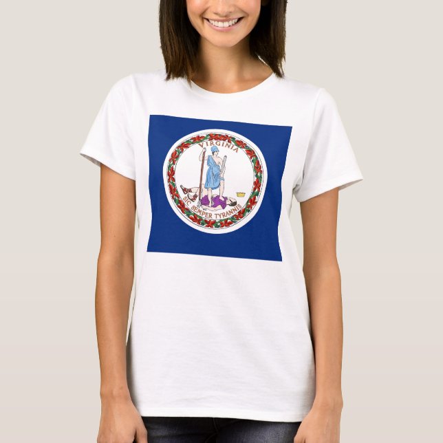 Women T Shirt with Flag of Virginia State (Front)