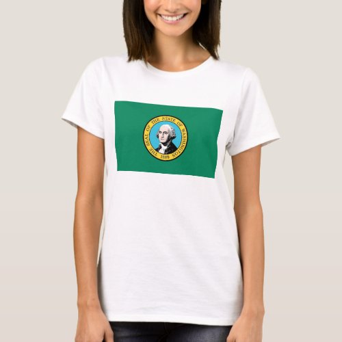 Women T Shirt with Flag of Washington State