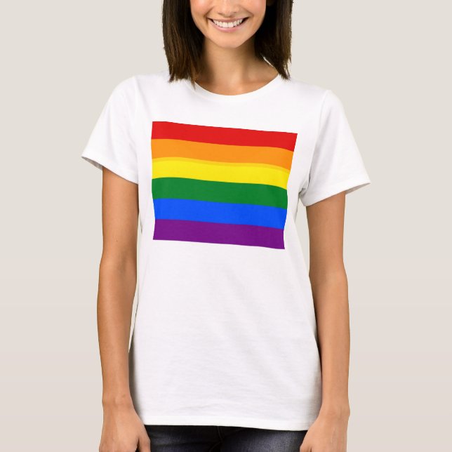 Women T Shirt with LGBT Rainbow Flag (Front)