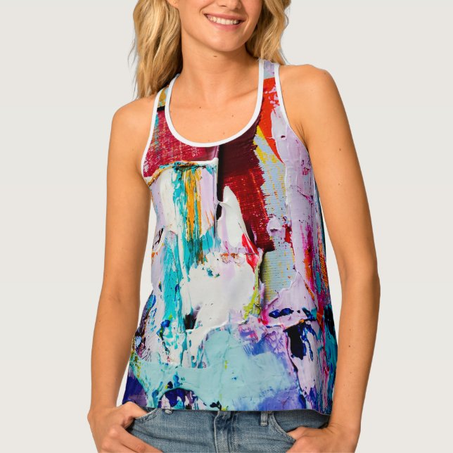 Women tank Top(cotton) - Painting Design-Colorful Top (Front)