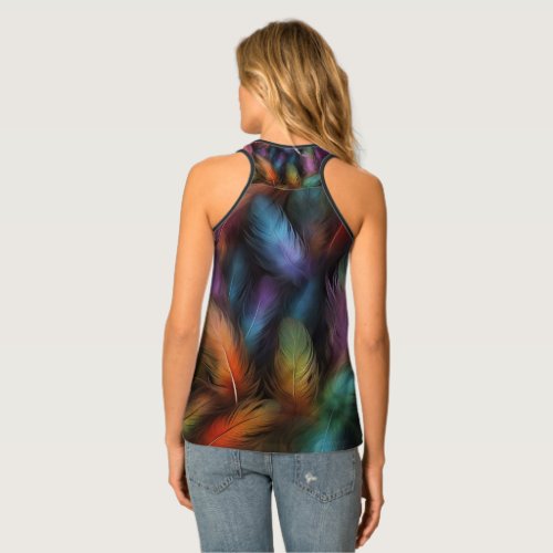 Women Tank Top  MultiColor Feathers