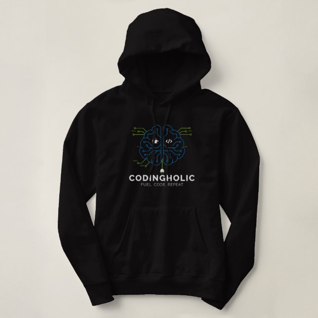 Women Tech Brain Circuit Coding Graphic Hoodie (Design Front)