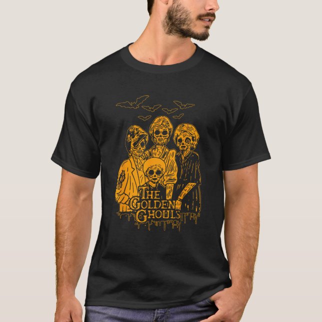 Women The Golden Ghouls Skeleton Bat Halloween Cos T-Shirt (Front)