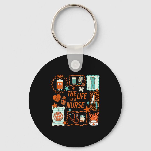 Women The Life Of A Nurse Doodle Nursing Showgirl  Keychain (Front)