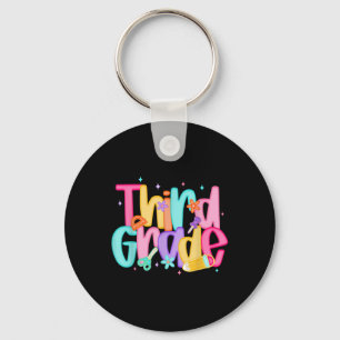 Women Third Grade Teacher First Day Of School Back Keychain