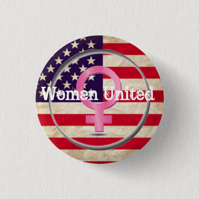 Women United Female Sybol and Flag Button (Front)