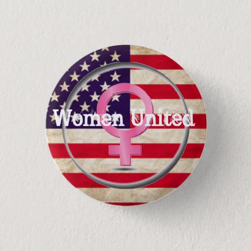 Women United Female Sybol and Flag Button