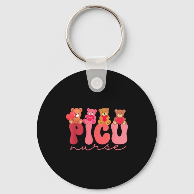 Women Valentine Cu Nurse Pediatrics Cute Bears Ped Keychain (Front)