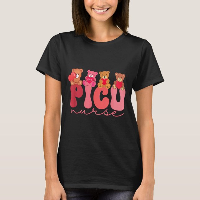 Women Valentine Cu Nurse Pediatrics Cute Bears Ped T-Shirt (Front)