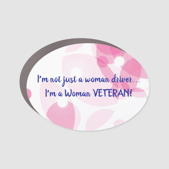 Women Veteran Blue on Pink Bubbles Car Magnet (Front)