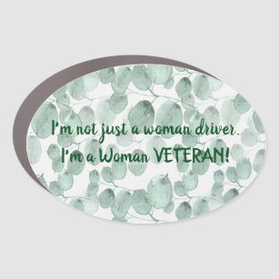 Women Veteran Dark Green On Leaves Bumper Sticker  Car Magnet