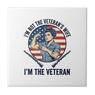 Women Veteran Patriotic Vintage Engraving Shirt De Ceramic Tile
