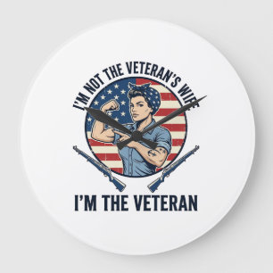 Women Veteran Patriotic Vintage Engraving Shirt De Large Clock