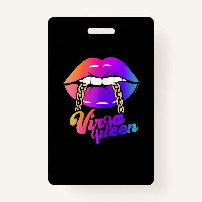 Women Virgo Queen Zodiac Lips August September Badge (Front)