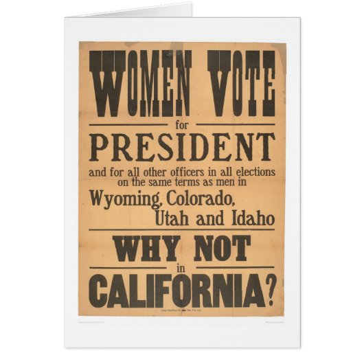 Women Vote Broadside (1873A) Cards (Front)