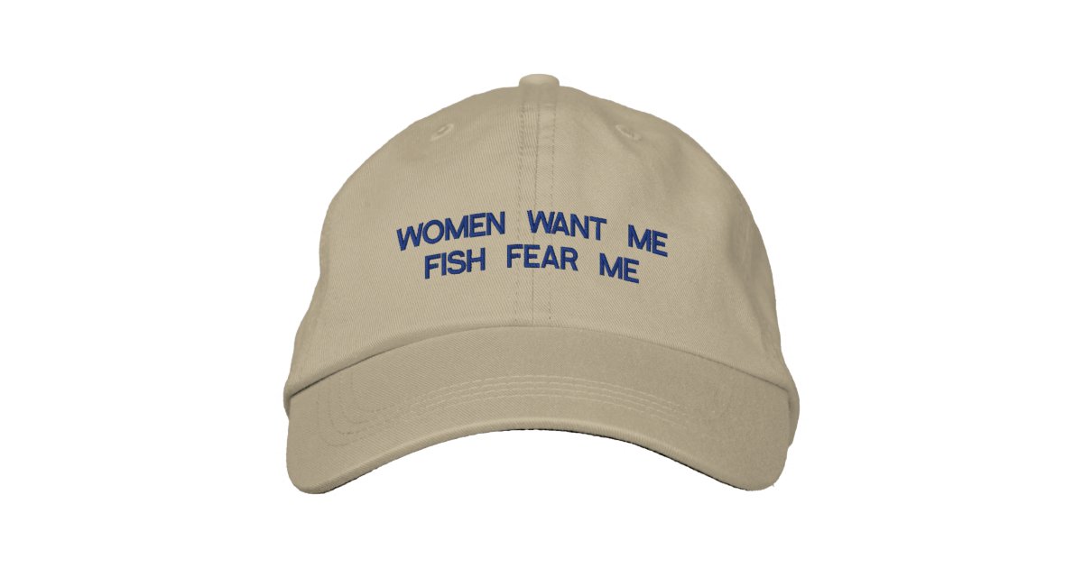 Spring Outdoor Fish Want Me Women Fear Me White Baseball Cap Hat