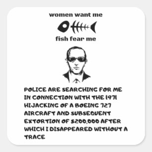 Women want me fish fear me db cooper square sticker