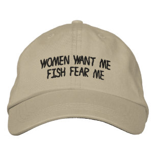 Women Want Me Fish Fear Me Embroidered Baseball Cap