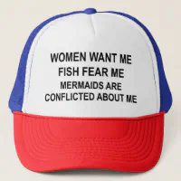 Women Want Me Fish Fear Me Hat Dad Cap, Embroidered Fish Hat Mens