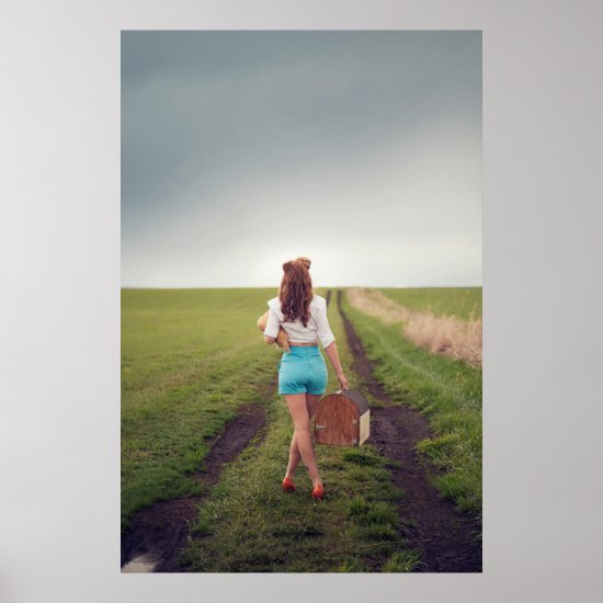 "Women & Weather" Model On A Dirt Road Photography Poster