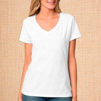 Women White V-Neck T-Shirt / Customize
