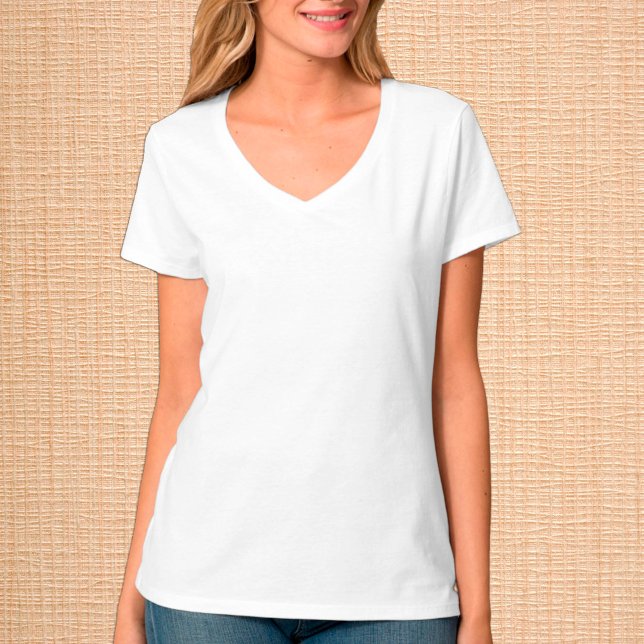 Women White V-Neck T-Shirt / Customize (Creator Uploaded)