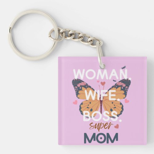 Women wife boss super mom keychain
