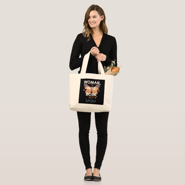 Women, wife, boss, super mom large tote bag (Front (Model))