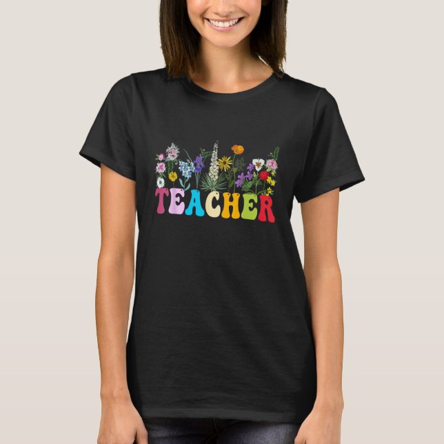 Women Wildflower Summer Floral Graphic Flower Teac T-Shirt (Front)