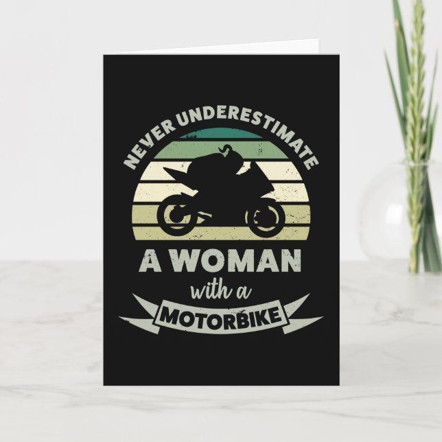 Women with a Motorbike Funny Gifts Wife Card (Front)