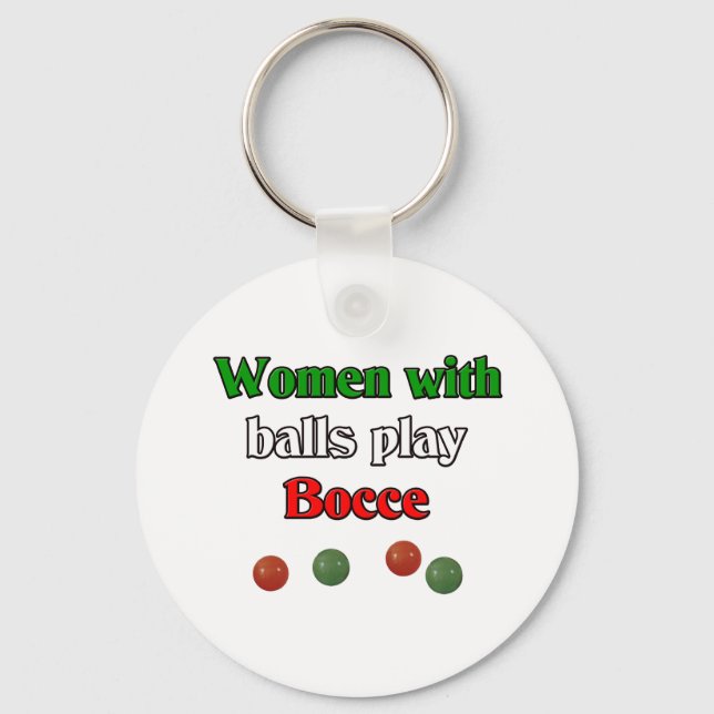 Women With Balls Play Bocce Keychain (Front)