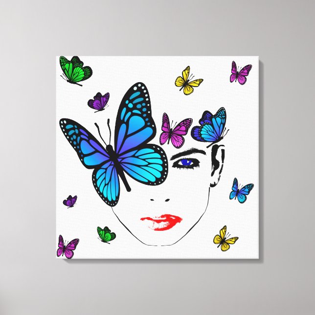 Women with Butterflies Canvas Print (Front)