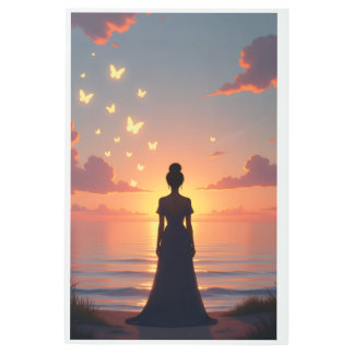 Women with Butterfly Metal Print