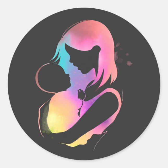 Women with Kid Classic Round Sticker (Front)