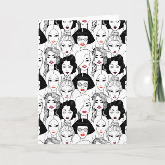 Women With Lipstick Pattern Card