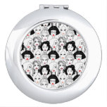 Women With Lipstick Pattern Compact Mirror