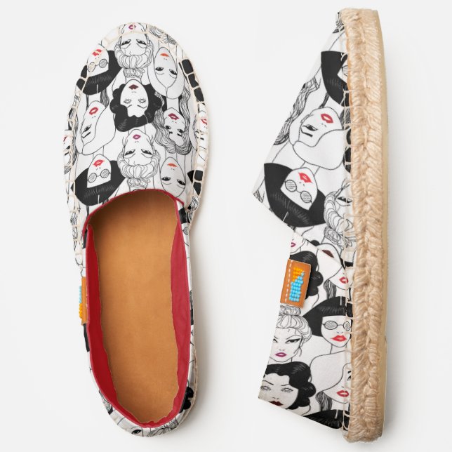 Women With Lipstick Pattern Espadrilles (Side)