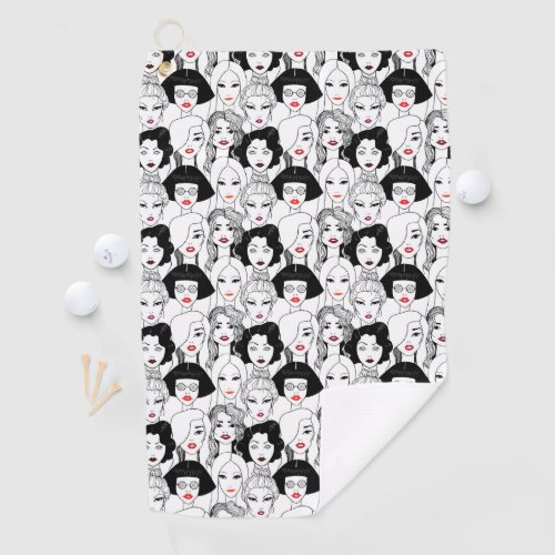 Women With Lipstick Pattern Golf Towel