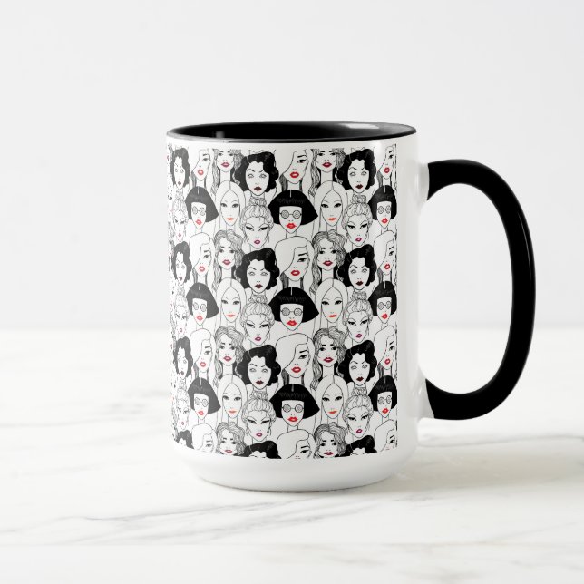 Women With Lipstick Pattern Mug (Right)