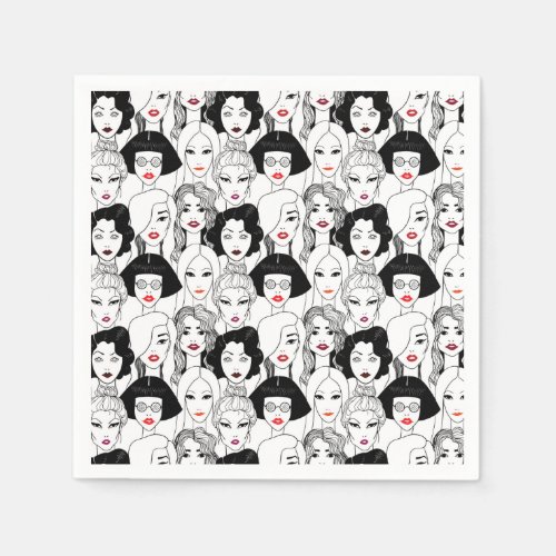 Women With Lipstick Pattern Napkins