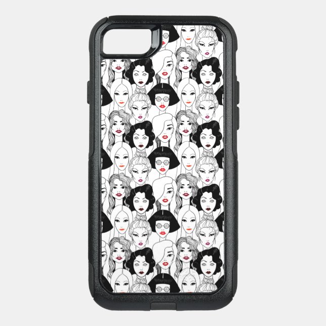 Women With Lipstick Pattern Otterbox iPhone Case (Back)