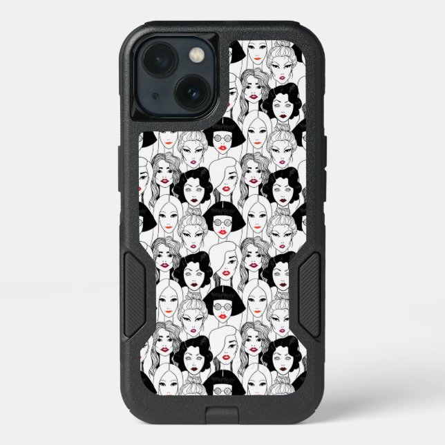 Women With Lipstick Pattern Otterbox iPhone Case (Back)