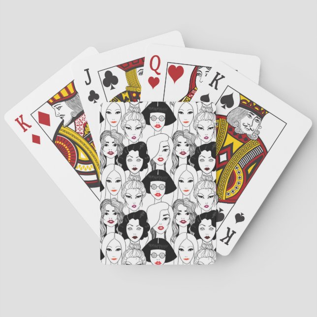 Women With Lipstick Pattern Poker Cards (Back)