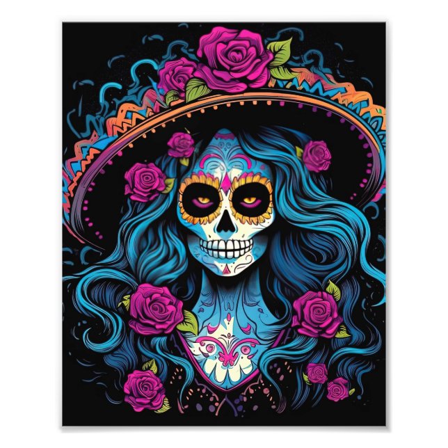 Women with Makeup Face Halloween Photo Print (Front)