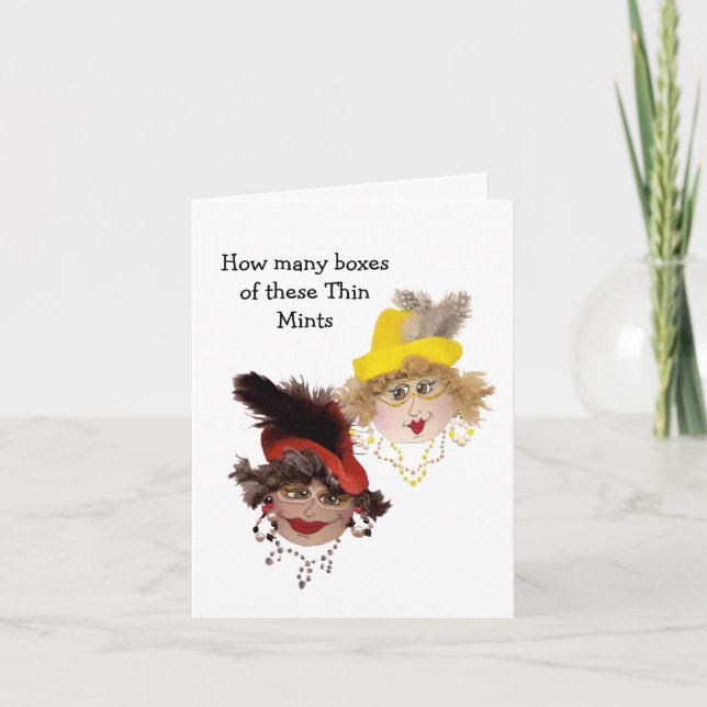 Women with their Thin Mint Cookie Humor Card (Front)