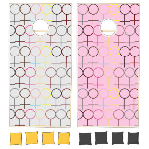 Women Woman Symbol Stick Figure Cornhole Set