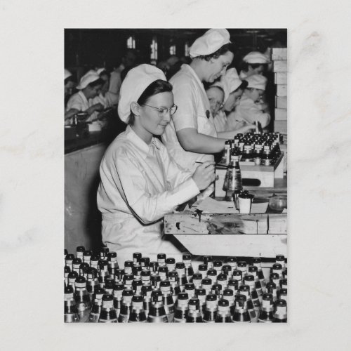 Women Working in Munitions Plant WWII Postcard